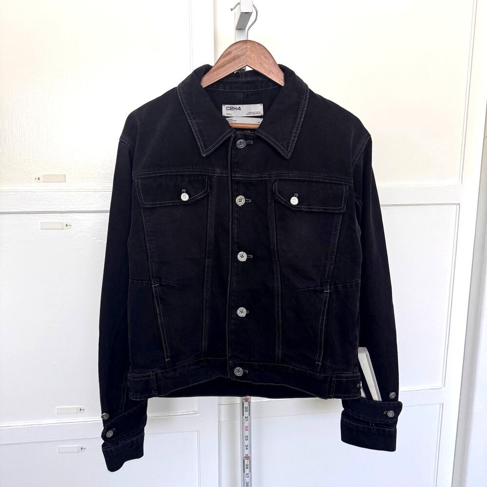 C2H4 Denim Trucker Jacket Washed Black Sz S